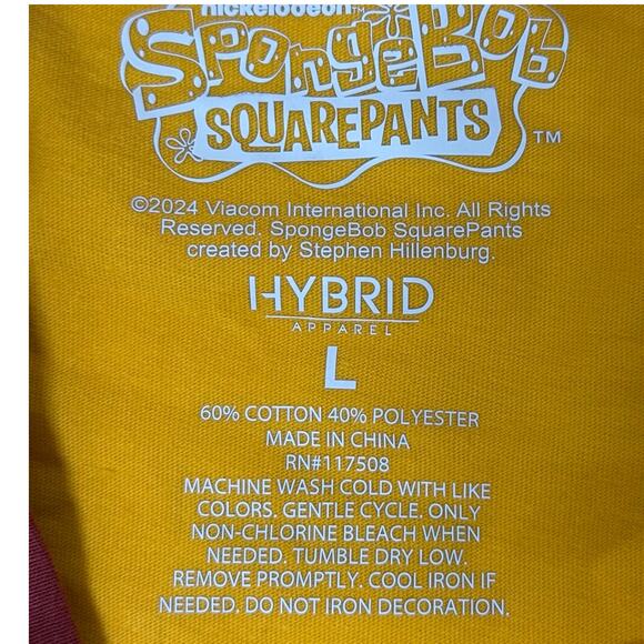 SpongeBob SquarePants T-Shirt Men’s Large Yellow Graphic Tee Nickelodeon - Picture 3 of 4